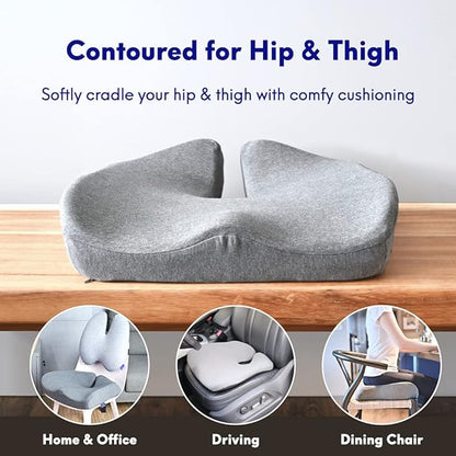 Pressure Relief Seat Cushion – Memory Foam for Office, Car, Wheelchair, Sciatica & Tailbone Support
