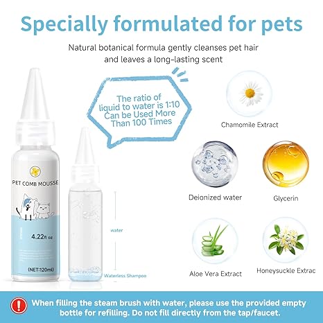 3-in-1 Pet Steam Grooming Brush – Hair Removal & Self-Cleaning for Dogs & Cats, Blue