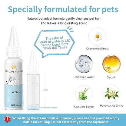 3-in-1 Pet Steam Grooming Brush – Hair Removal & Self-Cleaning for Dogs & Cats, Blue