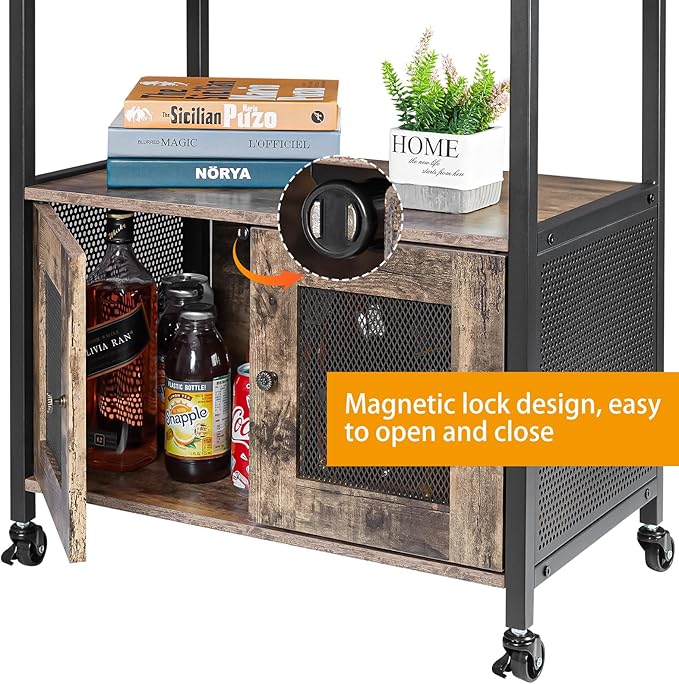 3-Tier Coffee Bar Cabinet with Drawer and Wheels – Farmhouse Kitchen Station