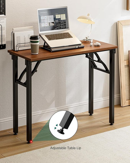Small Folding Computer Desk – 36" Portable Foldable Laptop Table, Compact & Lightweight for Home Office, Study, Craft Use (Dark Walnut)
