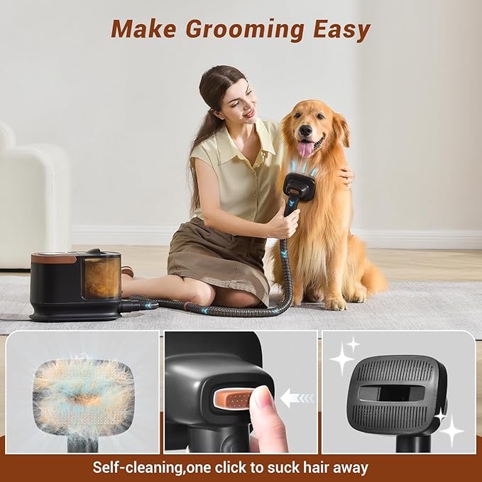 ChatGPT said:  Powerful Dog Grooming Vacuum Kit – 13,000Pa Suction, 99% Hair Removal, 3.5L Dust Capacity, 16 Grooming Tools for Home Pets