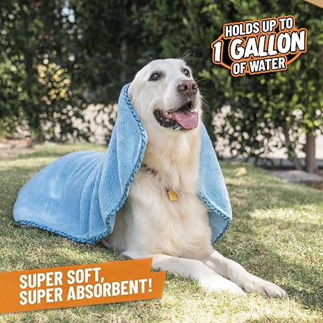 Super Absorbent Microfiber Pet Towel – Ultra Soft, Quick Drying, Blue (25" x 36")