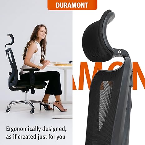 Ergonomic Office Chair with Lumbar Support, Mesh High Back, Adjustable Head & Arm Rests, Reclining Desk Chair