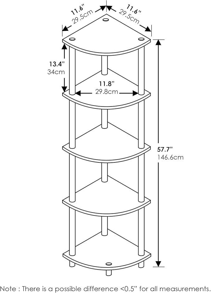 5-Tier Corner Display Rack, Multipurpose Shelving Unit – Amber Pine/Black