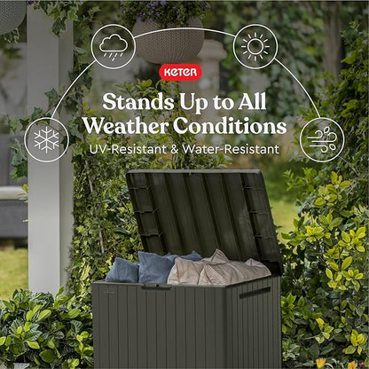 30 Gallon Resin Outdoor Storage Box & Patio Side Table – Mossy Brown