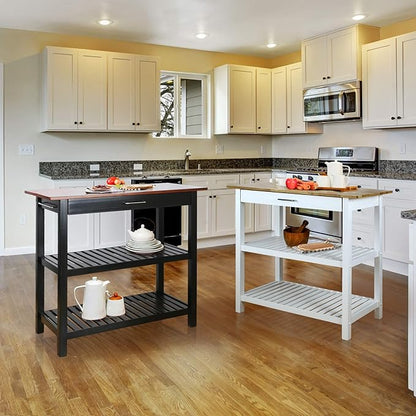 40" Kitchen Island with Solid Hardwood Top – Natural/White