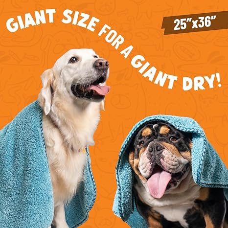 Super Absorbent Microfiber Pet Towel – Ultra Soft, Quick Drying, Blue (25" x 36")