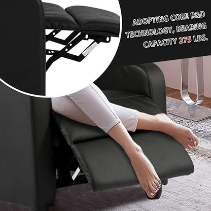 Recliner Chair for Living Room, Single Sofa Lounge with Padded Seat and Backrest, Black