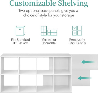 8-Cube Storage Organizer with Removable Back Panels – White