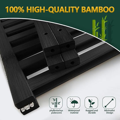 3-Tier Bamboo Shoe Rack, Stackable Free-Standing Organizer for Entryway, Hallway, Bathroom – Black