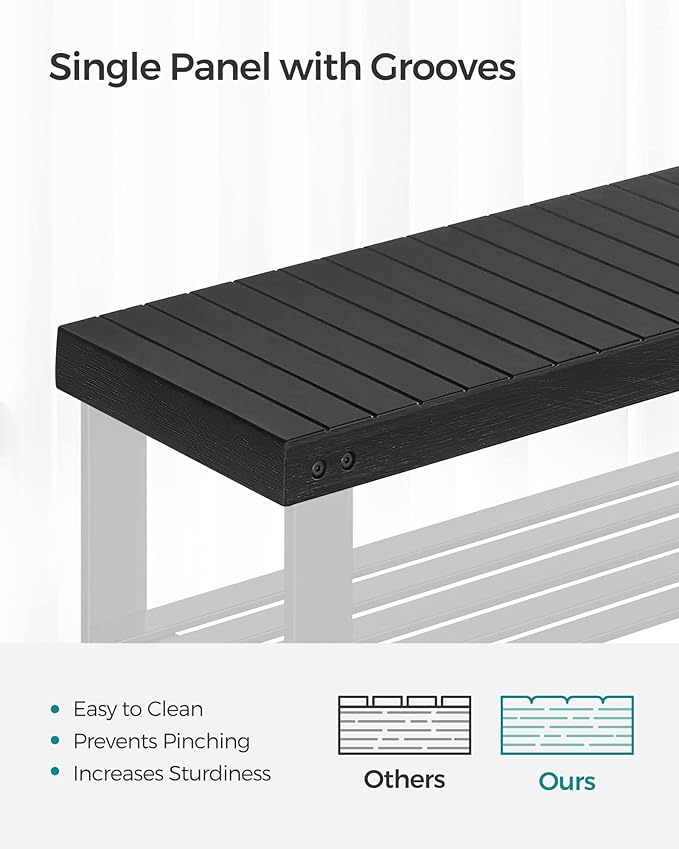 3-Tier Bamboo Shoe Rack Bench with Storage, Black – Entryway Organizer and Seat