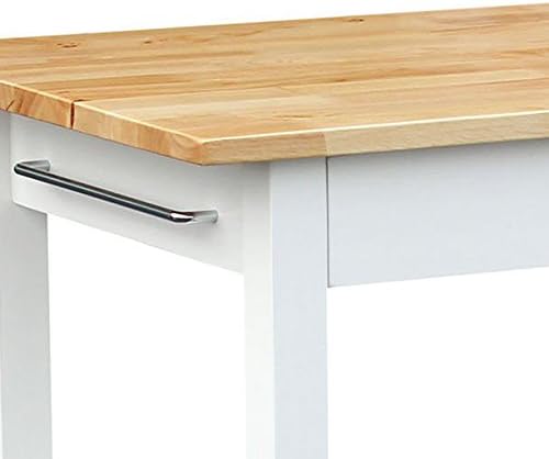 40" Kitchen Island with Solid Hardwood Top – Natural/White