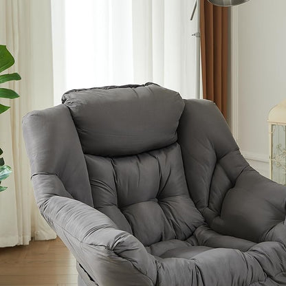 Oversized Lazy Chair with Armrests and Side Pocket, Comfy Accent Lounge Chair for Living Room, Bedroom, or Small Spaces
