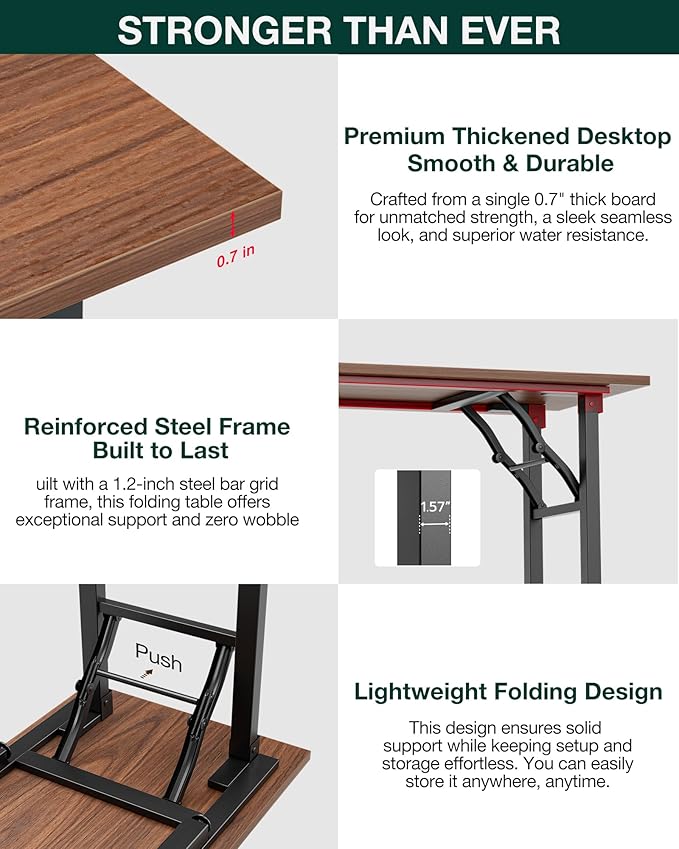 Small Folding Computer Desk – 36" Portable Foldable Laptop Table, Compact & Lightweight for Home Office, Study, Craft Use (Dark Walnut)