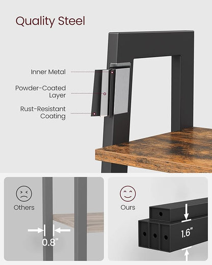 4-Tier Ladder Shelf, Industrial Bookshelf with Steel Frame for Living Room, Office, or Bedroom, Rustic Brown & Black