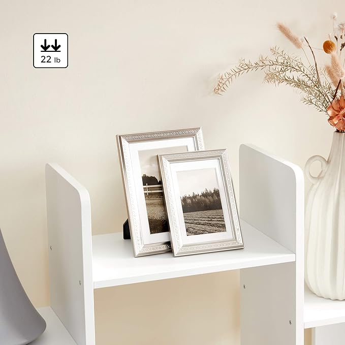 Tree-Shaped Bookshelf with 13 Shelves, Rounded Corners, White, 55" H