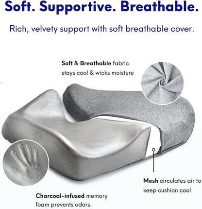Pressure Relief Seat Cushion – Memory Foam for Office, Car, Wheelchair, Sciatica & Tailbone Support