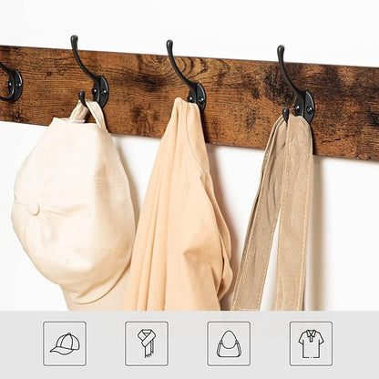 Hall Tree with Storage Bench, Coat Rack and Shoe Organizer, Rustic Brown/Black