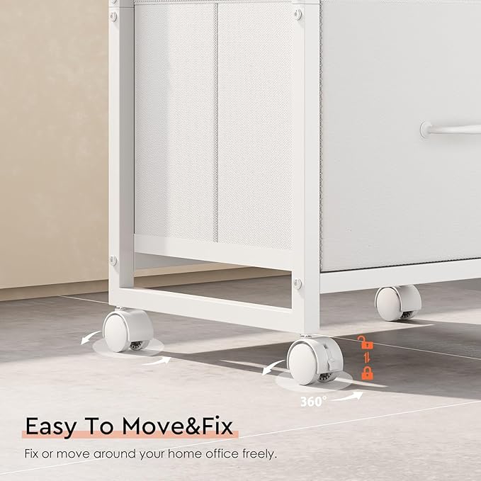 3-Drawer Rolling File Cabinet with Open Shelf – White