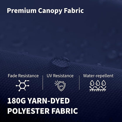 15FT Double-Sided Patio Umbrella with Base – Large Outdoor Market Canopy with Crank Handle, UV Resistant, Navy Blue