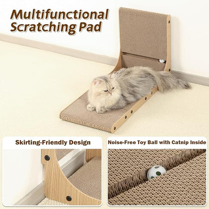 2-Pack Cat Scratching Boards, 25.6" Tall L-Shape Cardboard Scratchers for Indoor Cats, Vertical Post for Wall & Couch Protection