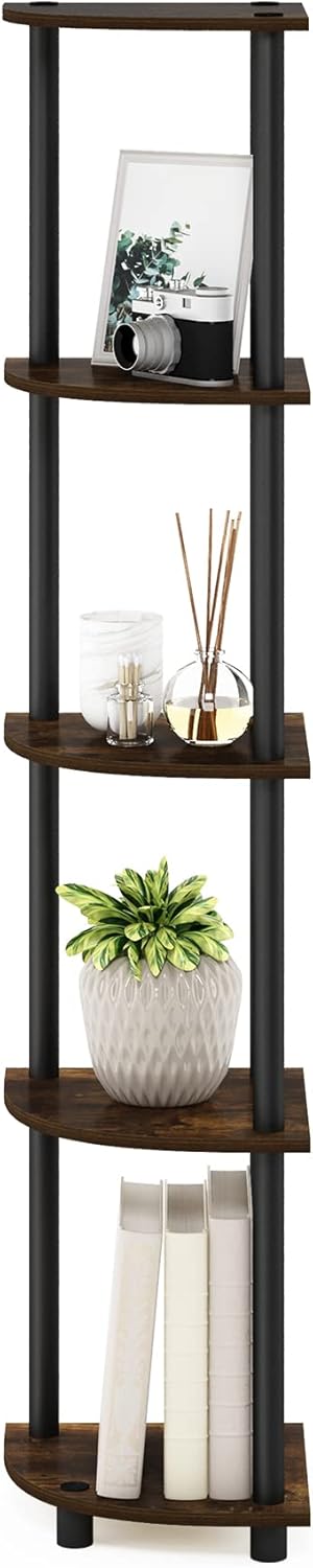 5-Tier Corner Display Rack, Multipurpose Shelving Unit – Amber Pine/Black