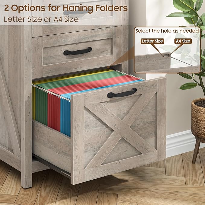 3 Drawer Vertical File Cabinet with Storage – Fits Letter/A4, Grey