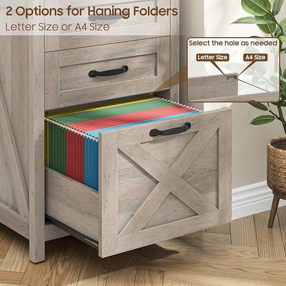 3 Drawer Vertical File Cabinet with Storage – Fits Letter/A4, Grey