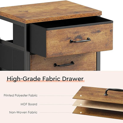 3-Drawer Mobile Fabric File Cabinet with Wheels – A4/Letter Size, Rustic Brown