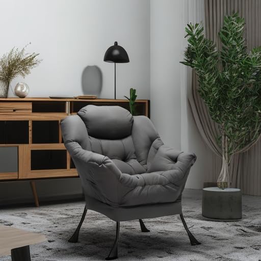 Oversized Lazy Chair with Armrests and Side Pocket, Comfy Accent Lounge Chair for Living Room, Bedroom, or Small Spaces
