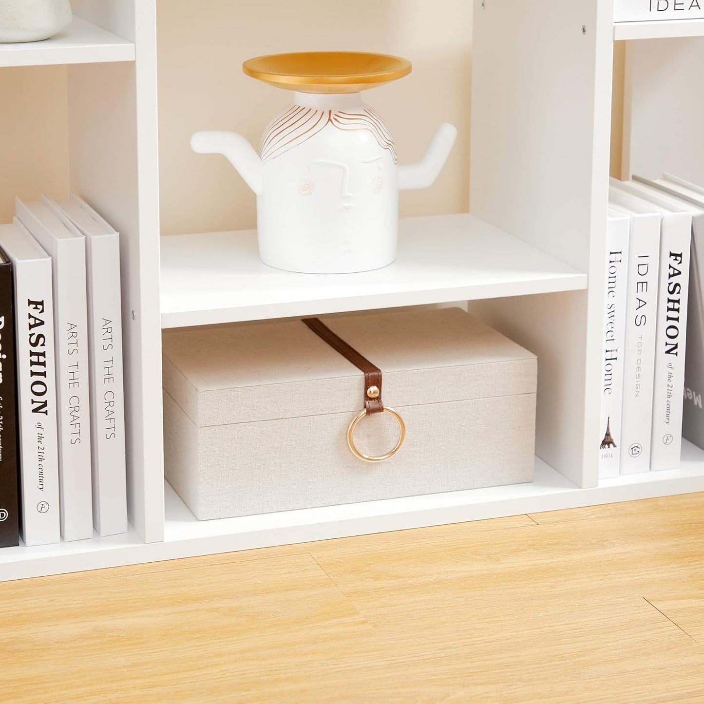 Tree-Shaped Bookshelf with 13 Shelves, Rounded Corners, White, 55" H