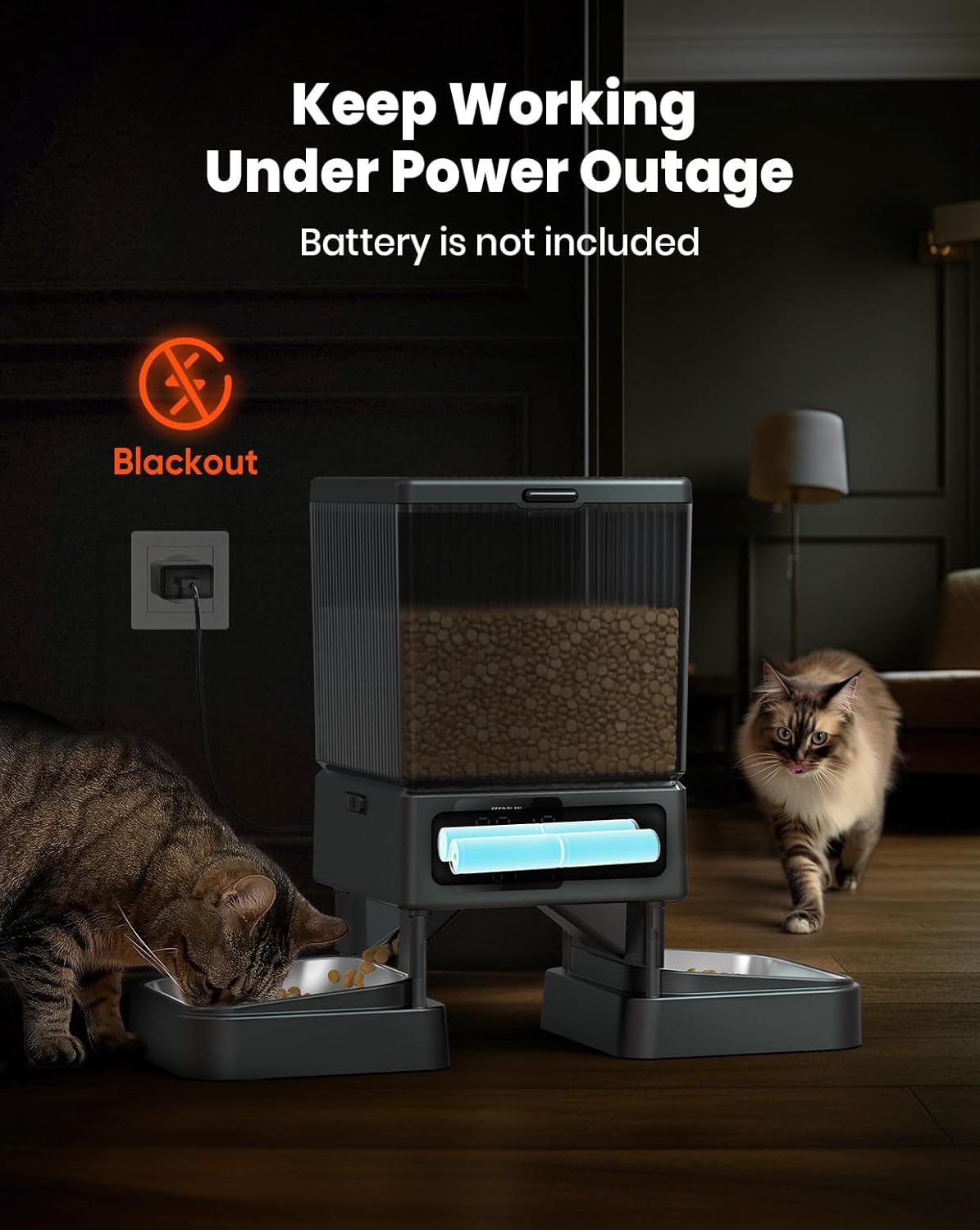 Automatic Cat Feeder for 2 Cats, 5L Timed Dry Food Dispenser for Small Pets, 20-Cup Capacity
