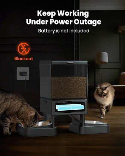 Automatic Cat Feeder for 2 Cats, 5L Timed Dry Food Dispenser for Small Pets, 20-Cup Capacity