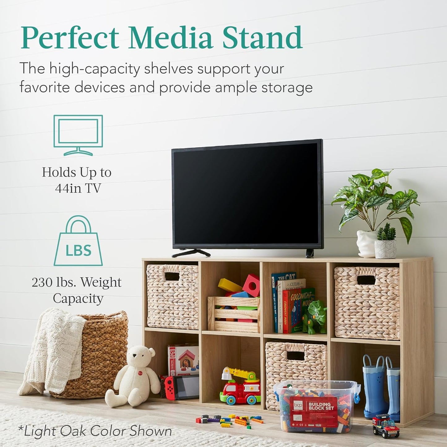 8-Cube Storage Organizer with Removable Back Panels – White