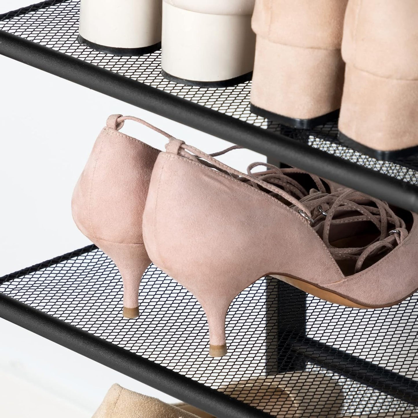 5-Tier Shoe Rack with Adjustable Shelves, Metal Storage Organizer for Entryway or Closet – Rustic Brown