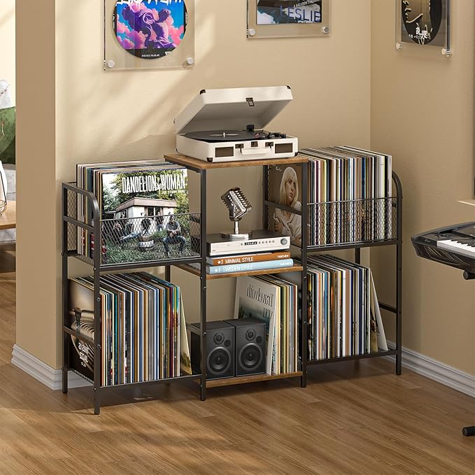 ChatGPT said:  Record Player Stand with Vinyl Storage – Holds 350+ Albums