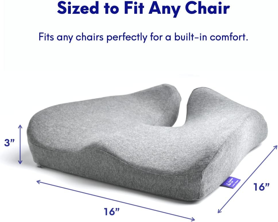 Pressure Relief Seat Cushion – Memory Foam for Office, Car, Wheelchair, Sciatica & Tailbone Support