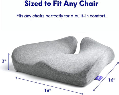 Pressure Relief Seat Cushion – Memory Foam for Office, Car, Wheelchair, Sciatica & Tailbone Support