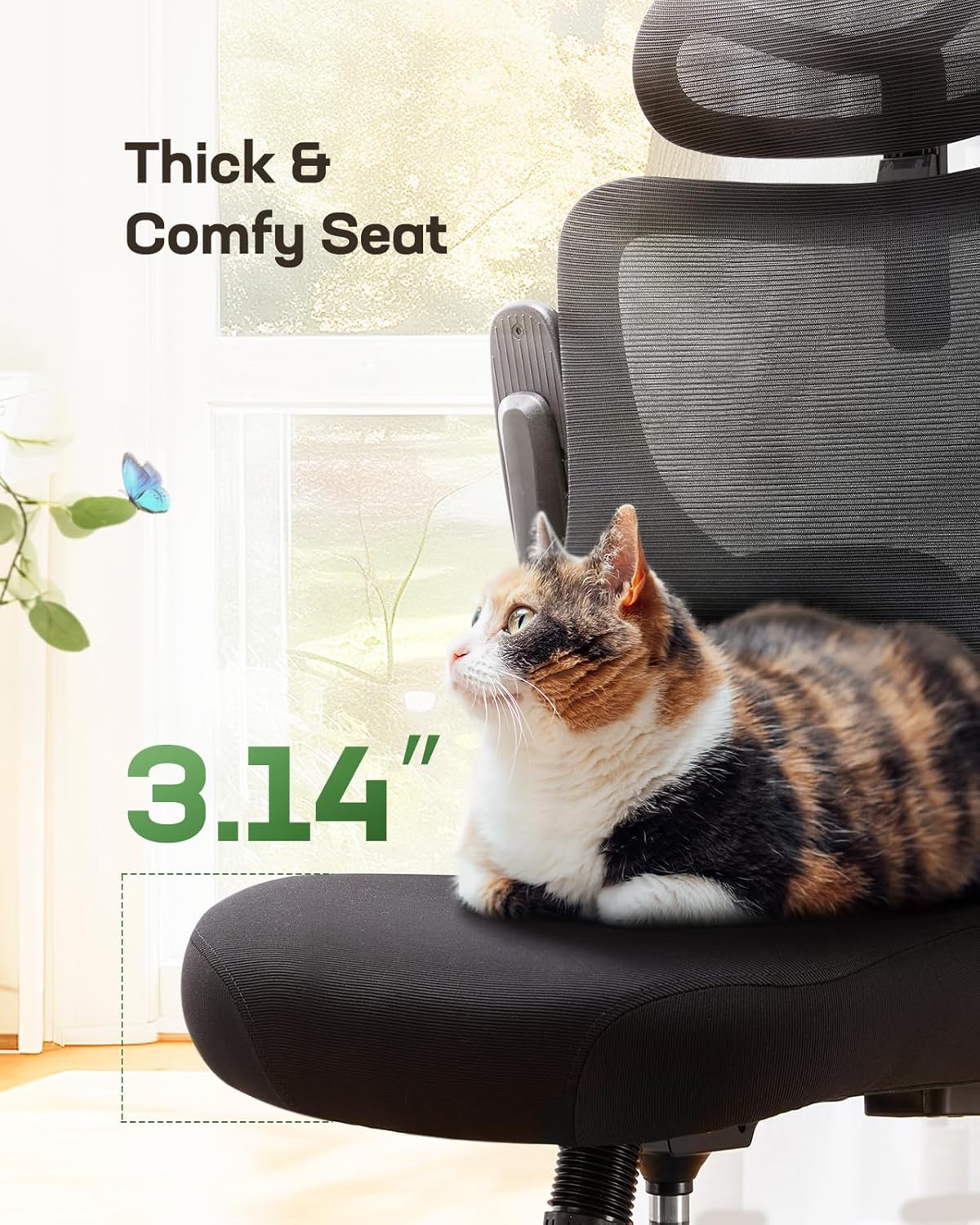Ergonomic Office Chair with High Back, Mesh, Adjustable Lumbar Support, 3D Armrests, Headrest, and Swivel Wheels