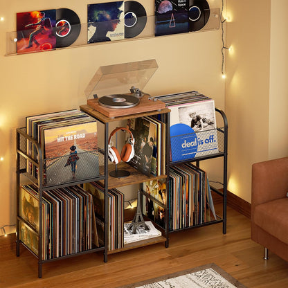 ChatGPT said:  Record Player Stand with Vinyl Storage – Holds 350+ Albums
