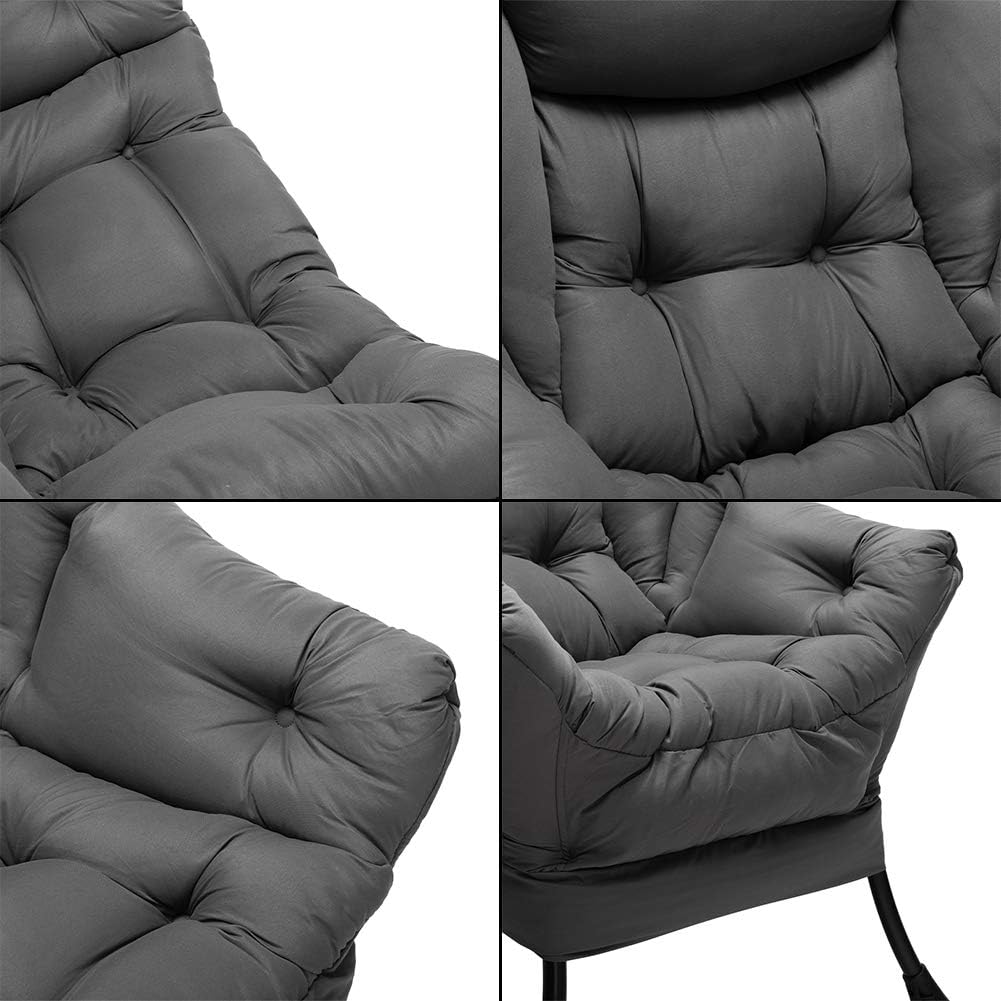 Oversized Lazy Chair with Armrests and Side Pocket, Comfy Accent Lounge Chair for Living Room, Bedroom, or Small Spaces
