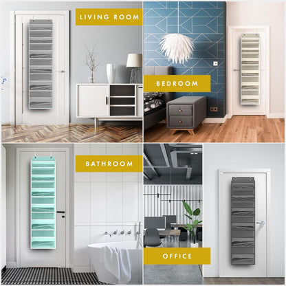 Over the Door Organizer, 2-Pack Hanging Storage with 6 Large Pockets & 12 Mesh Pockets, Closet Door Organizer for Bedroom, Bathroom, Nursery – Dark Gray