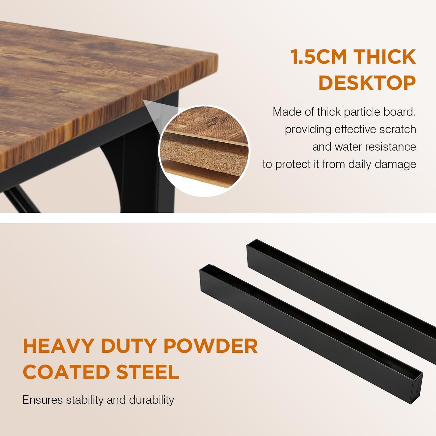Compact Computer Desk, 32" Office Writing Table with Metal Frame, Adjustable Feet, Scratch-Resistant Surface, Brown
