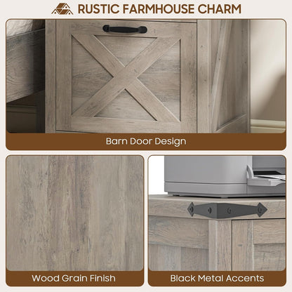 3-Drawer Vertical File Cabinet – Farmhouse Wood Storage, Fits Letter/A4, Grey