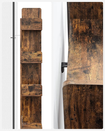 Tree-Shaped Bookshelf with 13 Shelves, Rounded Corners, Rustic Brown, 55" H