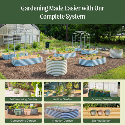 17" Tall 9-in-1 Metal Raised Garden Bed Kit, 8ft x 2ft Planter Box for Vegetables & Flowers – Modern Gray