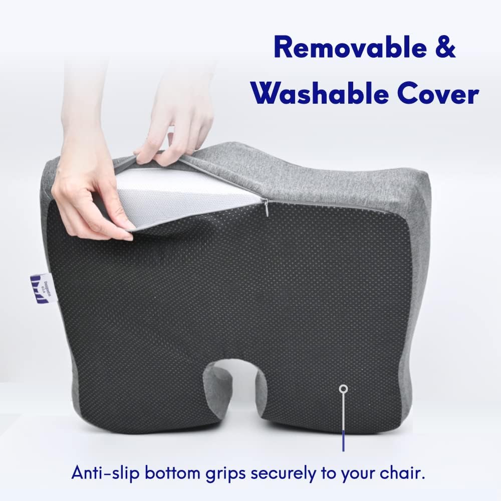 Pressure Relief Seat Cushion – Memory Foam for Office, Car, Wheelchair, Sciatica & Tailbone Support