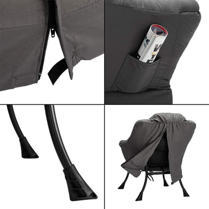 Oversized Lazy Chair with Armrests and Side Pocket, Comfy Accent Lounge Chair for Living Room, Bedroom, or Small Spaces