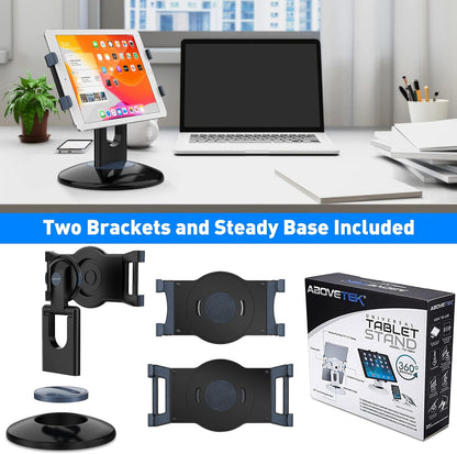 360° Rotating Tablet Stand for 6"-13" Devices, POS Holder for Desk or Counter
